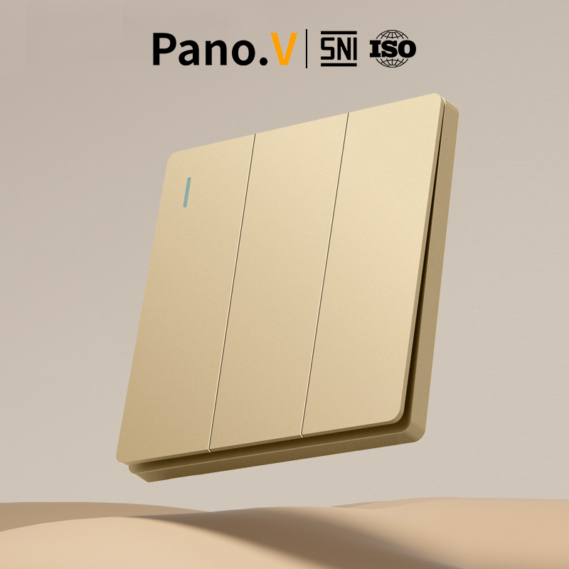 Pano.V 10003-3 GOLD 86mm*86mm 3gang 1way Switch 250v 10a Electrical Wall Switch