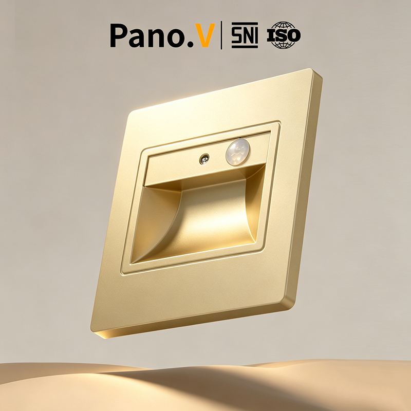 Pano.V 10015-3 Gold Lampu sensor tangga Infrared human body induction footlight switch corner light embedded staircase LED light