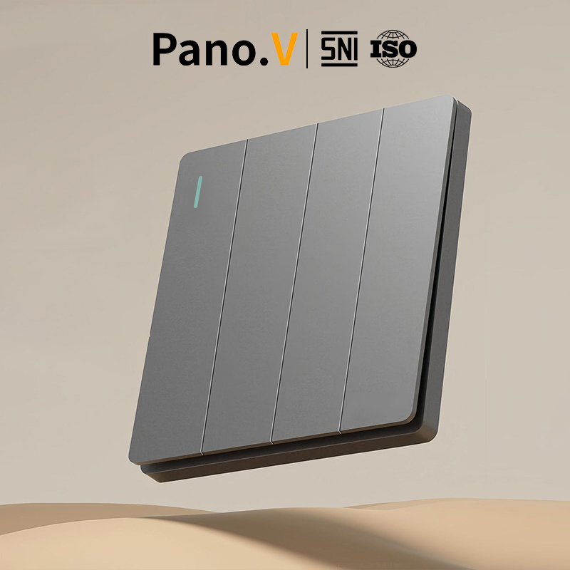PanoV 10004-4 Abu-abu/Grey 4 Gang 1 Way 2 Way Switch 250V Luxury Wall Light Switch Intermediate Wall Electrical Switch