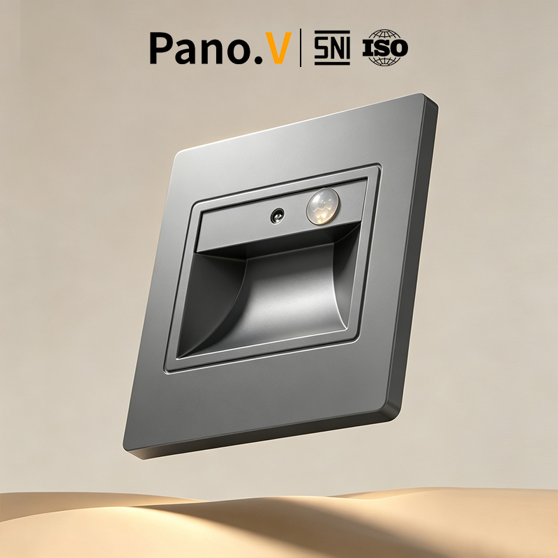 PanoV 10015-4 Abu-abu/Grey Porch / Corridor / Corner / Stair Lamp Wall Footlights Switch Human Body Sensor Lamp