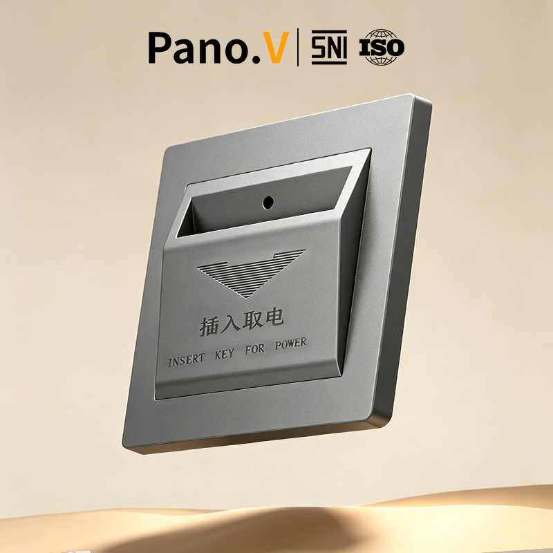 Pano.V 10013-4 Abu-abu/Grey 86 Insert Card Power Switch 30A-6000W / 40A-8000W Hemat Energi Aman Digunakan Mudah Dipasang untuk Kontrol Listrik Hotel